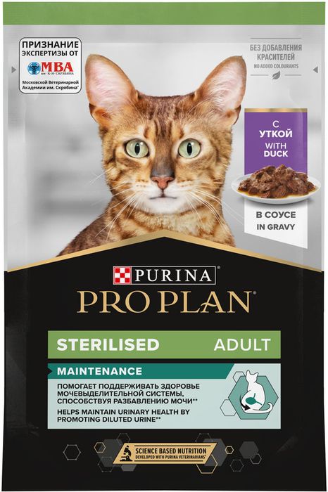 Влажный корм Pro Plan® Sterilised Maintenance для взрослых стерилизованных кошек, с уткой в соусе