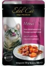 Edel Cat консервы для кошек нежные кусочки лосось и камбала в желе