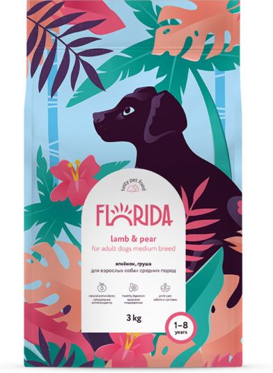 Florida сухой корм для собак средних пород, с ягненком и грушей