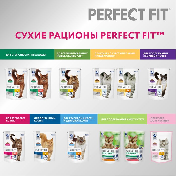 Perfect Fit корм для стерилизованных кошек, с лососем