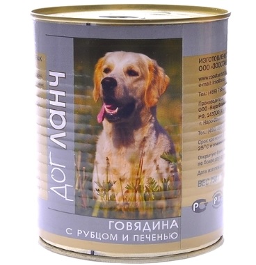 Dog Lunch влажный корм для собак с говядиной, рубцом и печенью в желе