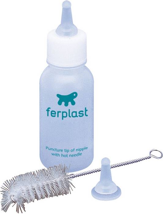Ferplast Бутылка для вскармливания с соской и ершиком маленькая поилка для собак пластик белый