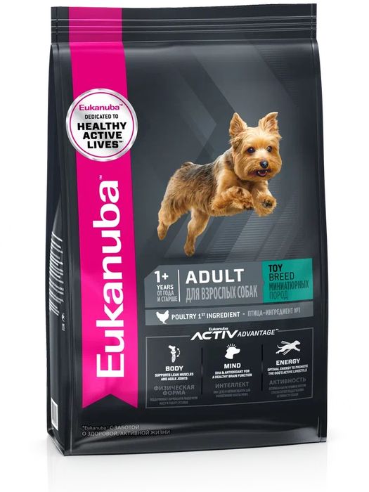 Eukanuba корм для взрослых собак декоративных пород, птица