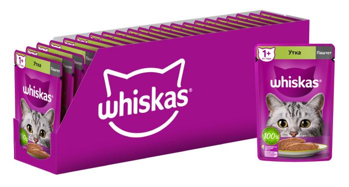 Whiskas влажный корм для кошек, паштет с уткой