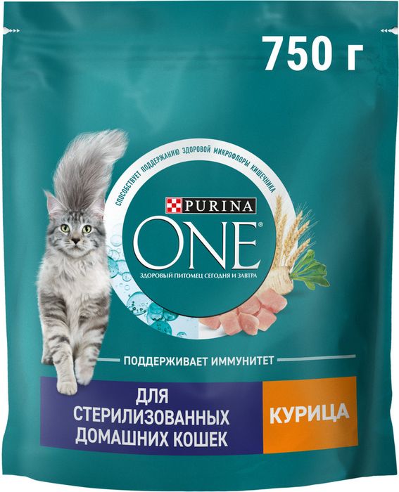 Сухой корм Purina ONE® полнорационный для стерилизованных домашних кошек, с высоким содержанием курицы