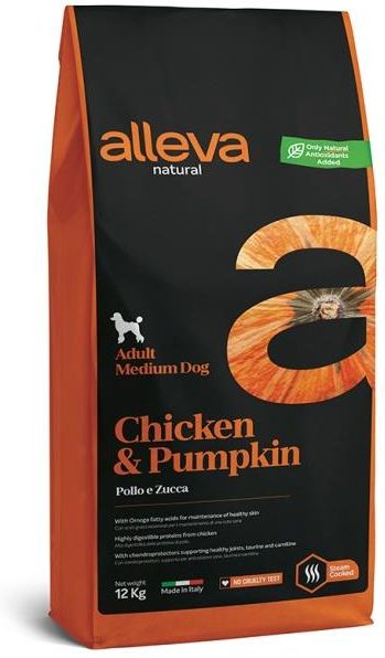 Alleva Natural корм для собак средних пород, с курицей и тыквой
