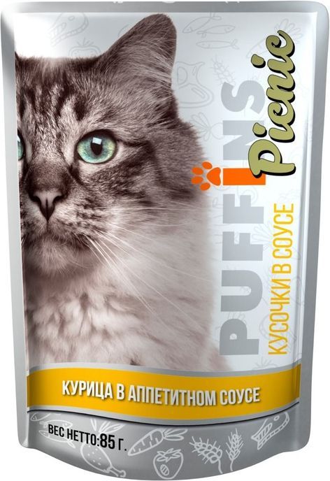 Puffins PicNic влажный корм для кошек, курица в соусе