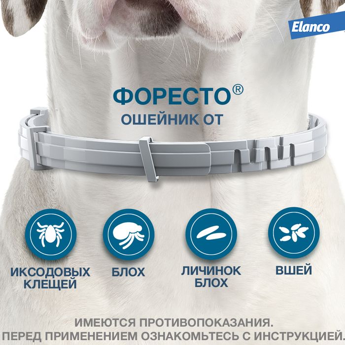 Elanco Форесто ошейник для щенков и собак менее 8 кг, от клещей и блох