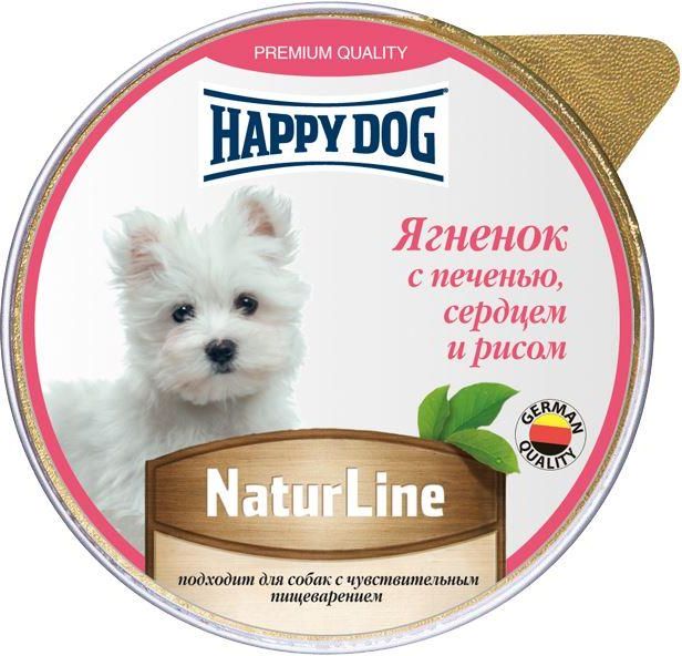 Happy Dog Natur Line влажный корм для щенков, ягненок с печенью, сердцем и рисом, паштет