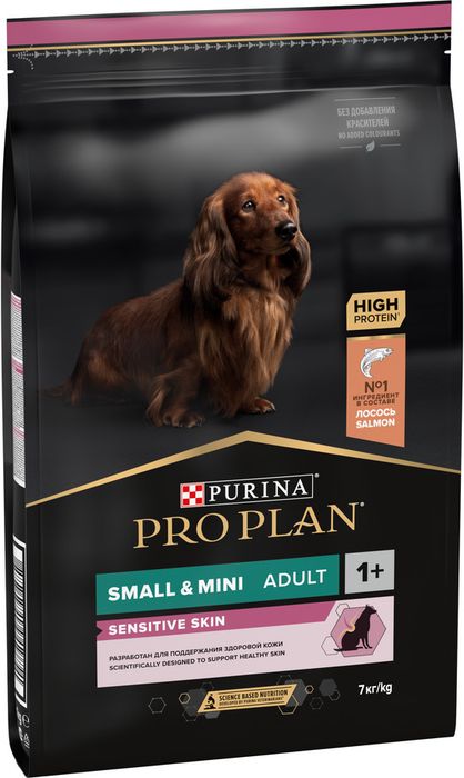 Сухой корм Pro Plan® Sensitive Skin для взрослых собак мелких и карликовых пород с чувствительной кожей, с высоким содержанием лосося