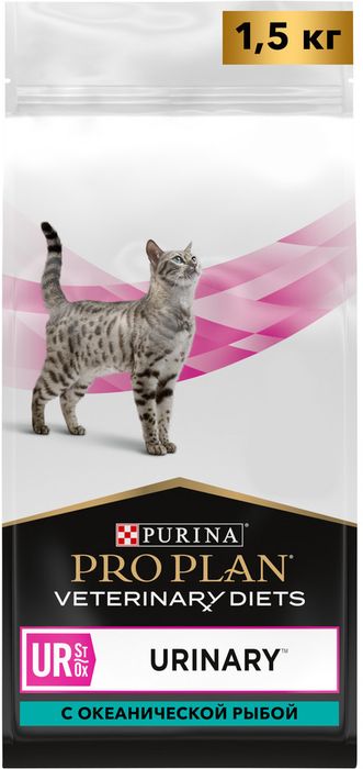 Сухой корм для взрослых кошек диетический Pro Plan® Veterinary Diets UR St/Ox при болезни нижних отделов мочевыводящих путей, с океанической рыбой, Пакет