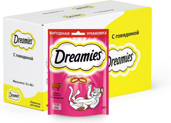 Dreamies лакомство для кошек подушечки с говядиной