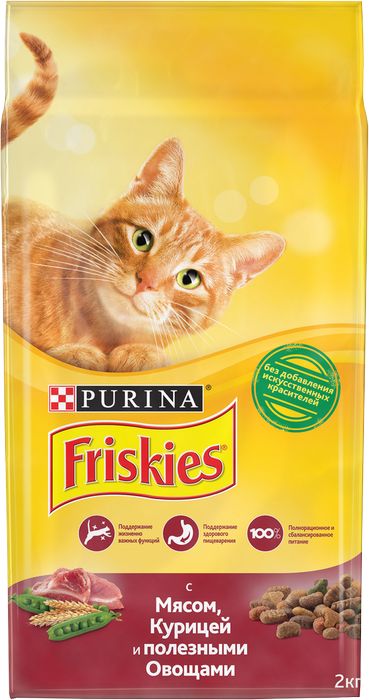 Friskies корм для взрослых кошек всех пород, мясо и овощи