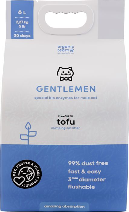 Organic team Tofu Gentlemen комкующийся наполнитель для кошачьего туалета, для джентльменов