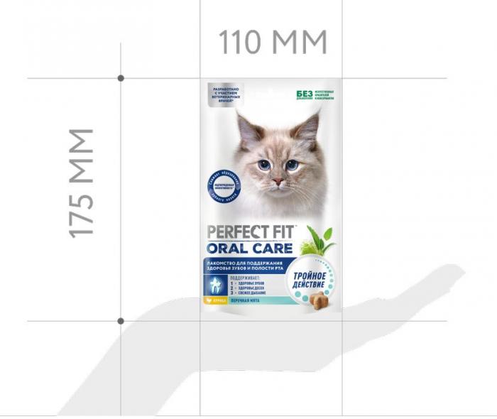 Perfect Fit Oral Care лакомство для кошек, для поддержания здоровья зубов и полости рта, с курицей и добавлением мяты