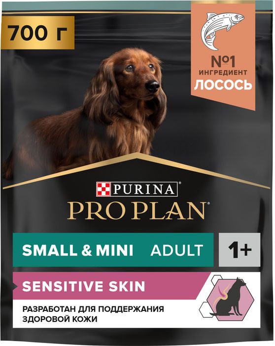 Сухой корм Pro Plan® Sensitive Skin для взрослых собак мелких и карликовых пород с чувствительной кожей, с высоким содержанием лосося