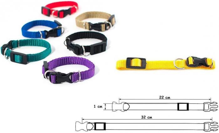 Darell Ошейник капроновый цветной мини 10мм*23-38см