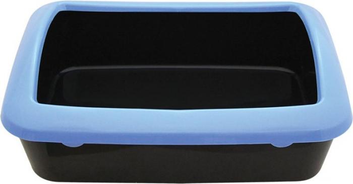 Triol Туалет для кошек с бортом, черный/голубой, 42 х 30 х 14,5 см