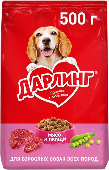 Сухой корм ДАРЛИНГ для взрослых собак, с мясом и добавлением овощей