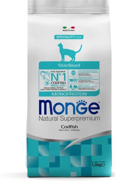Monge Cat Monoprotein корм для стерилизованных кошек, треска