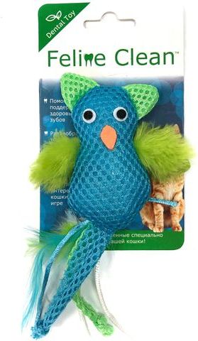 Feline Clean Dental игрушка для кошек, сова, хвост с перьями