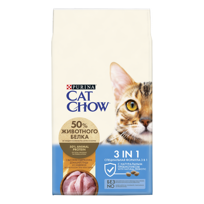 Cat Chow сухой корм для взрослых кошек всех пород, лечение МКБ, защита зубов и десен