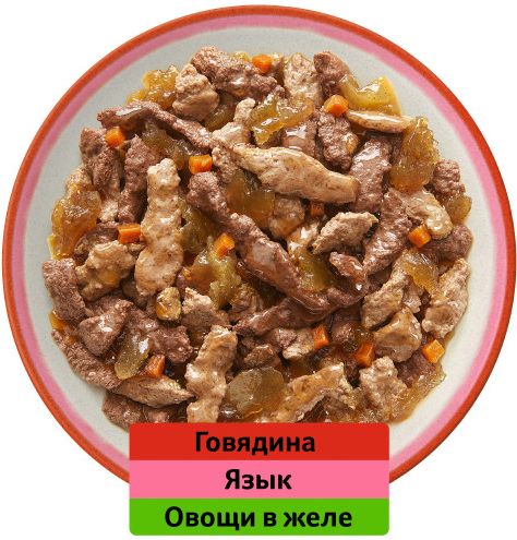 Whiskas влажный корм для кошек, аппетитный микс из говядины, языка и овощей в желе
