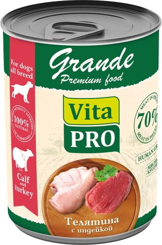 VitaPRO Vita Pro Grande влажный корм для собак, телятина с индейкой кусочки в соусе