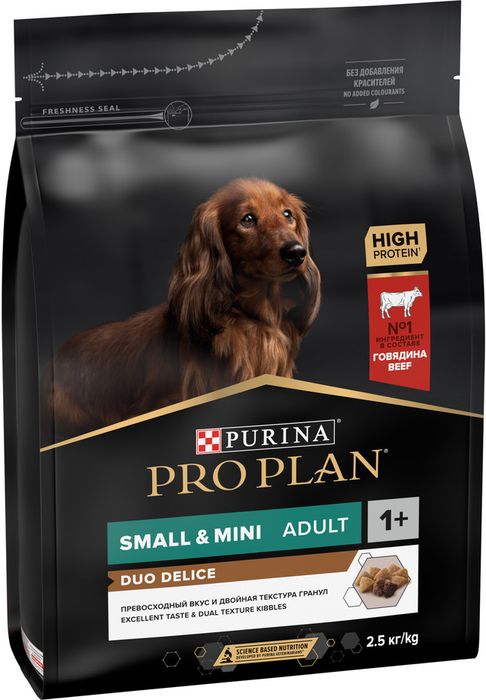 Сухой корм Pro Plan® Duo Delice для взрослых собак мелких и карликовых пород с двойной текстурой гранул, с высоким содержанием говядины