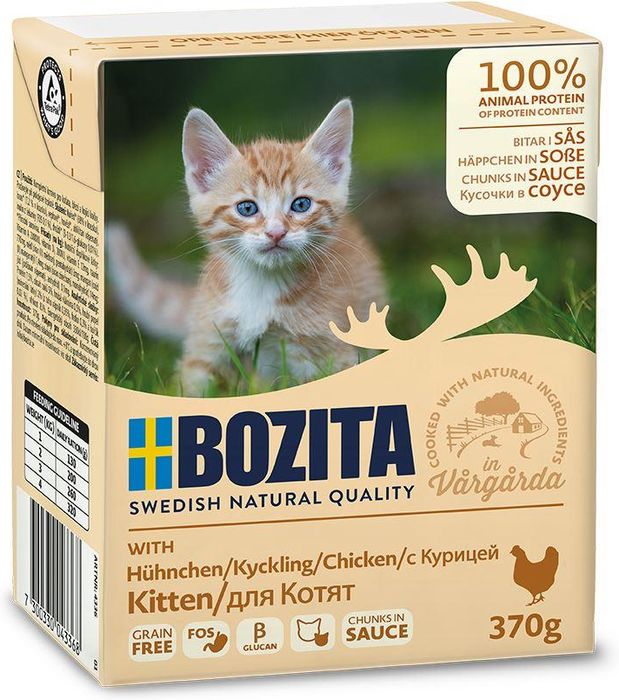 Bozita влажный корм для котят, кусочки в соусе с курицей