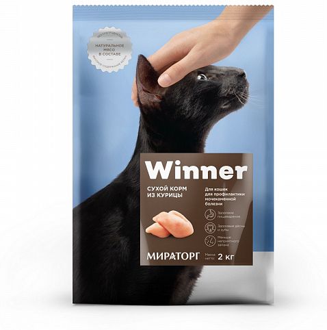Winner корм для взрослых кошек всех пород с мочекаменной болезнью, курица