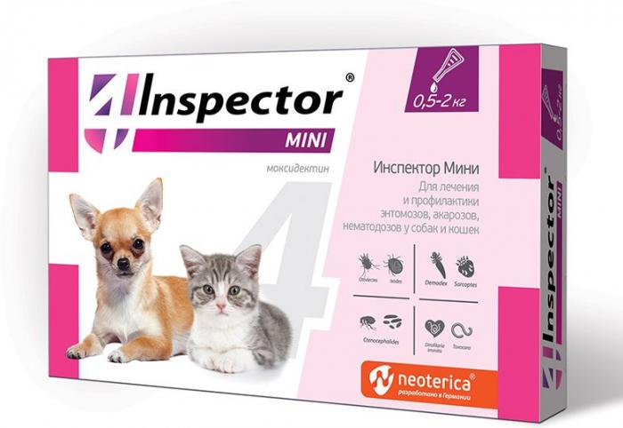 Inspector Mini капли для кошек и собак 0,5-2 кг, от внешних и внутренних паразитов