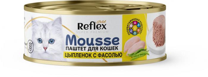 Reflex Gold влажный корм для взрослых кошек, паштет цыпленок с фасолью