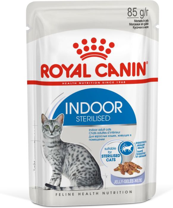 Royal Canin Indoor Sterilised влажный корм для стерилизованных кошек, живущих в помещении, кусочки в желе