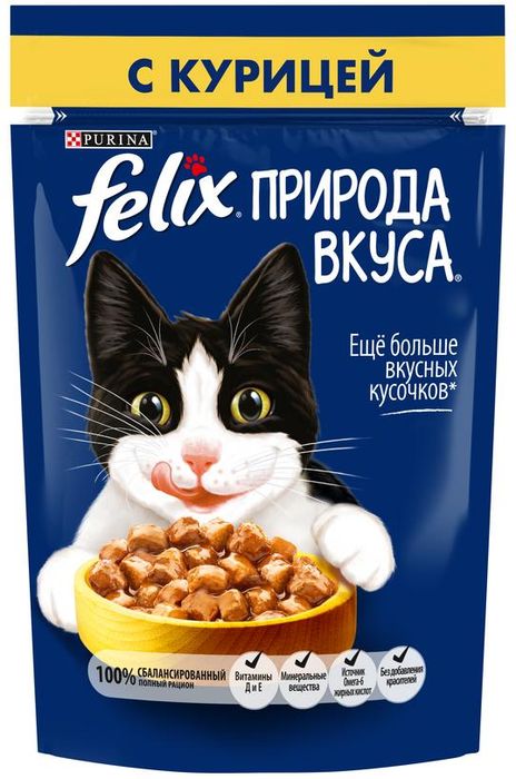 Felix Природа Вкуса влажный корм для взрослых кошек всех пород, курица в соусе