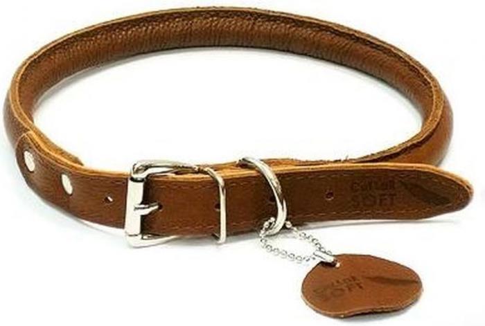 Collar Soft ошейник для собак, для длинношерстных, кожа, коричневый