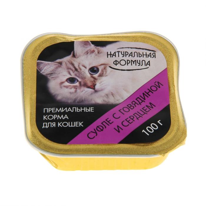 Натуральная Формула влажный корм для кошек суфле с говядиной и сердцем