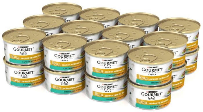 Gourmet Gold Duo влажный корм для кошек кролик и печень