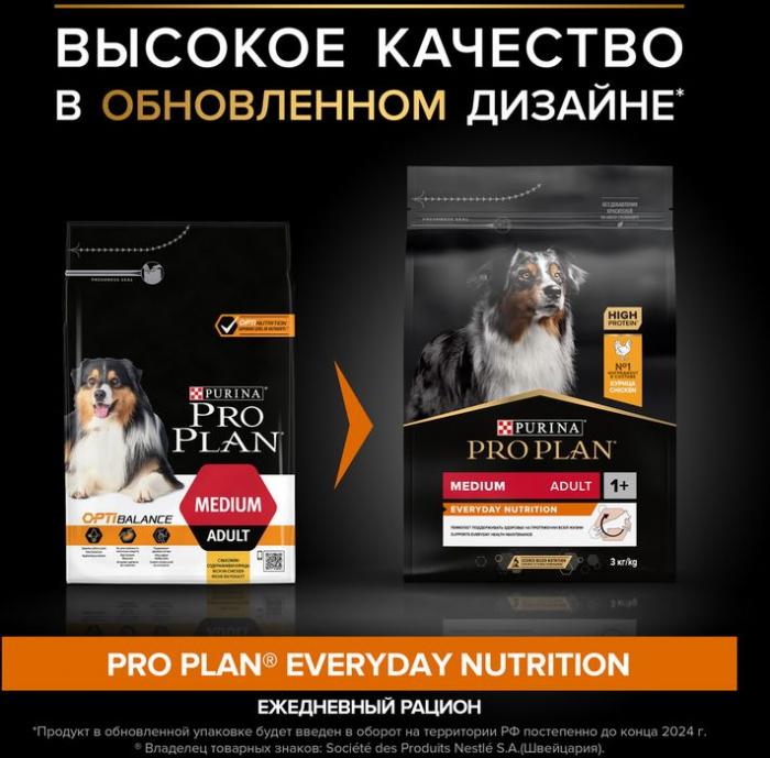 Сухой корм Pro Plan® Everyday Nutrition для взрослых собак средних пород, с высоким содержанием курицы