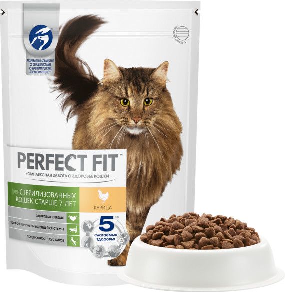 Perfect Fit корм для пожилых кошек всех пород, курица
