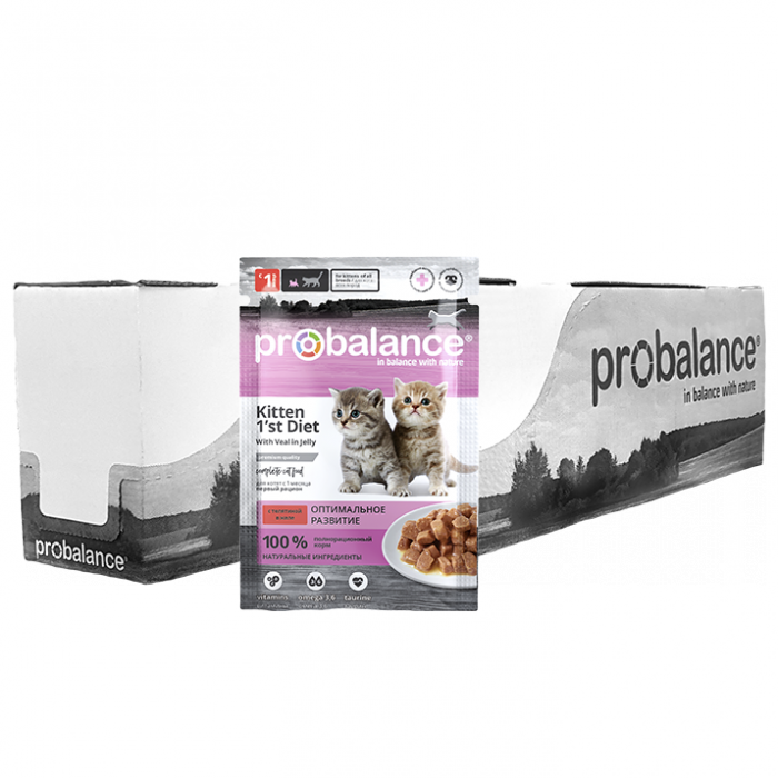 ProBalance влажный корм для котят всех пород, диетический, телятина в желе