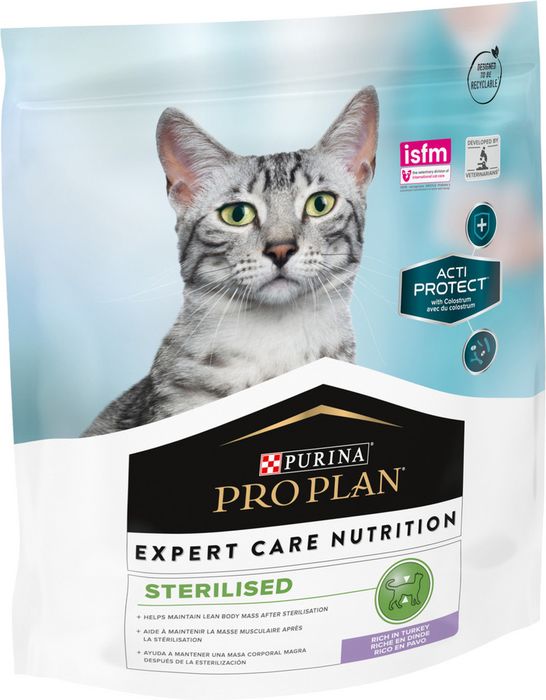 Сухой корм Pro Plan® Acti Protect для стерилизованных кошек и кастрированных котов, с высоким содержанием индейки, Пакет