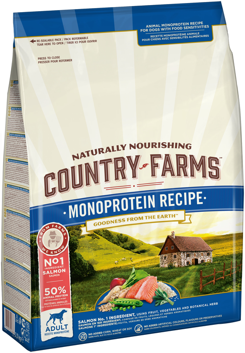 Country Farms сухой корм для взрослых собак всех пород, монопротеиновый, лосось