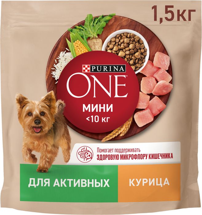 Сухой корм Purina ONE® для собак мелких пород с активным образом жизни, с высоким содержанием курицы и с рисом