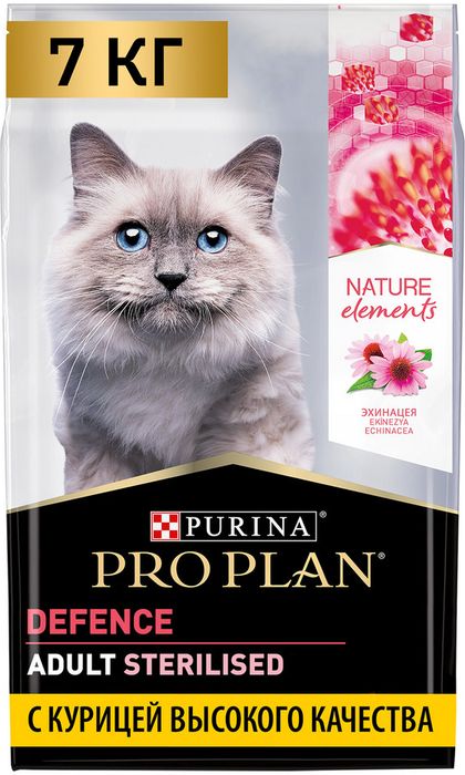 Сухой корм Pro Plan® Nature Elements для взрослых стерилизованных кошек и кастрированных котов, с высоким содержанием курицы