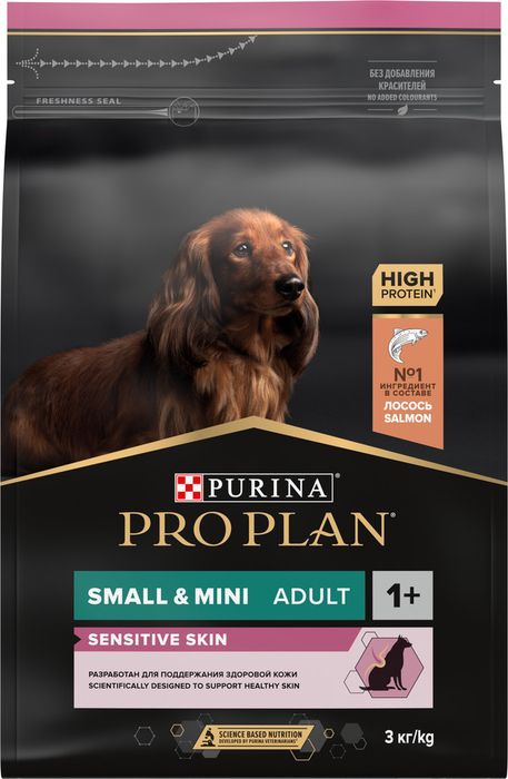 Сухой корм Pro Plan® Sensitive Skin для взрослых собак мелких и карликовых пород с чувствительной кожей, с высоким содержанием лосося