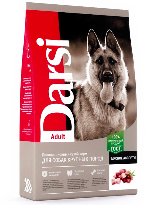 Darsi сухой корм для взрослых собак крупных пород, мясное ассорти
