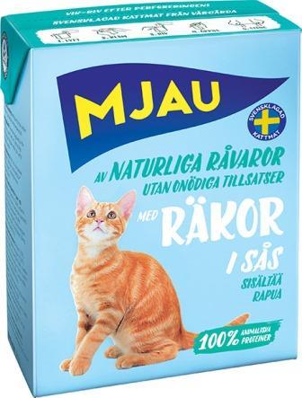 Mjau влажный корм для кошек мясные кусочки в соусе с креветками