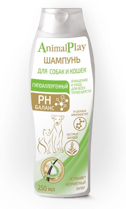 Animal Play шампунь для собак и кошек, гипоаллергенный, с аминокислотами и экстрактом шалфея