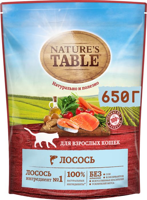 Nature`s Table корм для взрослых кошек всех пород, лосось